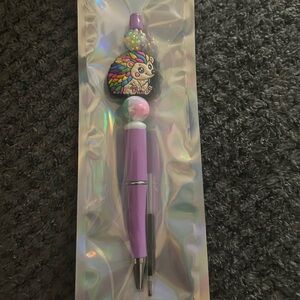 Cute Rainbow Hedgehog Purple Beaded Pen